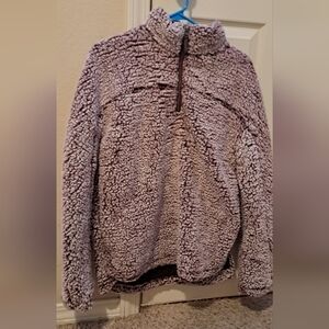 Thread & Supply Sherpa Pullover Jacket/purple & white